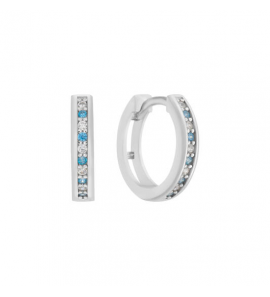 KLAPOORRINGEN 12MM - ZILVER - WIT BLAUW - CZ - 3240857