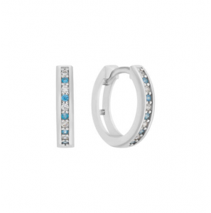 KLAPOORRINGEN 12MM - ZILVER - WIT BLAUW - CZ - 3240857