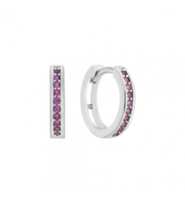 KLAPOORRINGEN 12MM - ZILVER - DONKERROZE - CZ - 3240860