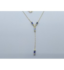 Goud choker anker met 0.036 ct. H/SI en saffier - 3240882