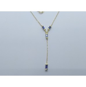 Goud choker anker met 0.036 ct. H/SI en saffier - 3240882