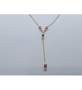 Goud choker anker met 0.036 ct. H/SI en rhodoliet - 3240883