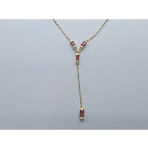 Goud choker anker met 0.036 ct. H/SI en rhodoliet - 3240883