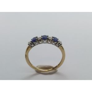 Goud bicolour  dames ring met 0.004 crt WE-P2 en saffier - 3240885