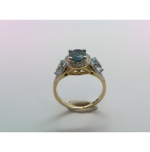 Goud bicolour  dames ring met 0.28 crt WE-P2 en blauw topaas - 3240886