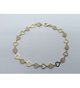 Goud armband hartjes en zirkonia - 3240889