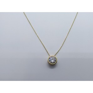 Goud anker collier met ronde zirkonia hanger 8 mm 42-45 cm - 3240894
