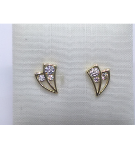 Goud oorknop met zirkonia - 3240897