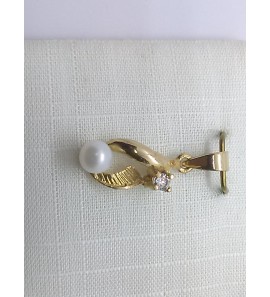 Goud hanger met zirkonia en parel - 3240903