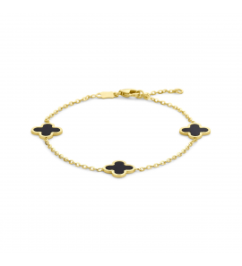 Armband klavertje onyx 16-18 cm - 3240905