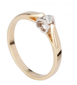 Wil goud dames ring "two hearts in love zetting" 0.10 crt - 3240947