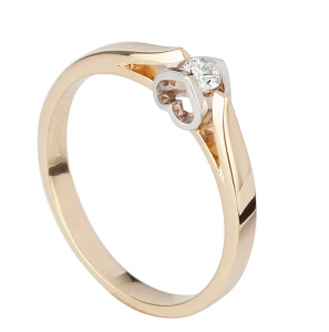 Wil goud dames ring "two hearts in love zetting" 0.10 crt - 3240947