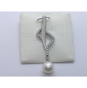 Wit Goud hanger met zw parel en BR/WE/P1 0.12 ct. - 3240960