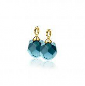 ZINZI gold plated zilveren oorbedels blauwe bead 10mm - 3240975