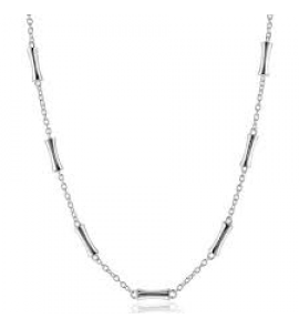 ZINZI zilveren schakel ketting met zeven gladde bamboe vormen 40-45m - 3240976