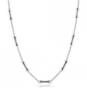 ZINZI zilveren schakel ketting met zeven gladde bamboe vormen 40-45m - 3240976
