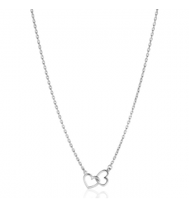 ZINZI zilveren ketting met 2 verbonden hartjes 40-45cm - 3240978