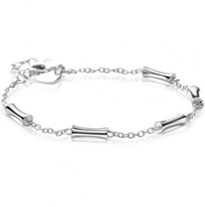 ZINZI zilveren schakel armband met vijf gladde bamboe vormen 17-20cm - 3240983