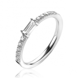 ZINZI zilveren luxe aanschuifring baguette geslepen witte zirconia - 3241092