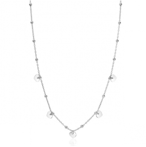 ZINZI zilveren ankerketting met kleine bolletjes en vijf gladde hartjes 42-45cm ZIC2531 - 3241115
