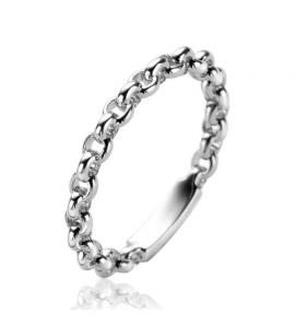 ZINZI zilveren schakel ring met trendy jasseron schakels 3mm breed ZIR2622 - 3241117