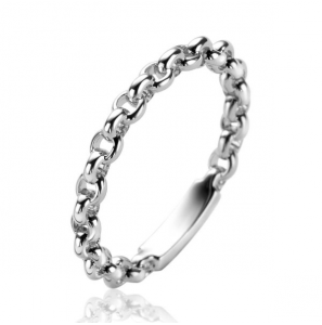 ZINZI zilveren schakel ring met trendy jasseron schakels 3mm breed ZIR2622 - 3241117