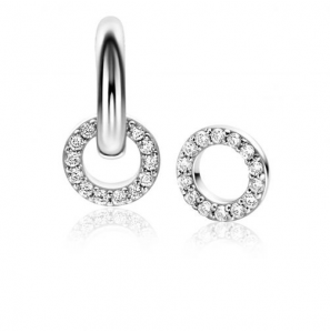 7,5mm ZINZI zilveren oorbedels in ronde vorm bezet met witte zirconia&#39;s ZICH2550 (zonder oorringen) - 3241118