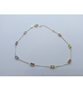 Goud armband anker met baquette CZ 8x 17-19.5 cm - 3241132