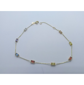 Goud armband anker met baquette CZ 8x 17-19.5 cm - 3241132