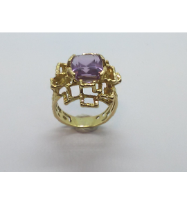 Goud dames ring met Amathist - 3241148