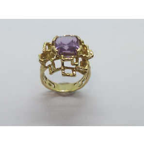 Goud dames ring met Amathist - 3241148