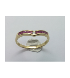 Goud dames ring robijn en zirkonia - 3241160