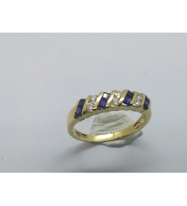 Goud dames ring met saffier en dia. 6x0.03  SI-I - 3241169