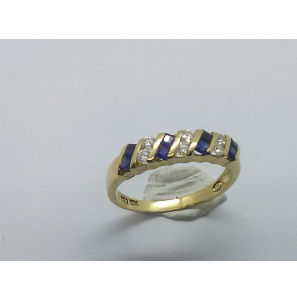 Goud dames ring met saffier en dia. 6x0.03  SI-I - 3241169