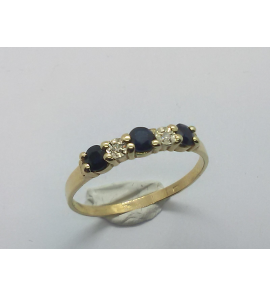 Goud dames ring met saffier en diam. 0.02 8/8 - 3241173