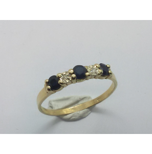 Goud dames ring met saffier en diam. 0.02 8/8 - 3241173