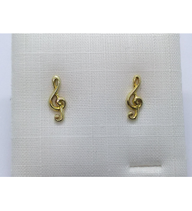 Goud oorknop vioolsleutel 9.5x3.6 mm - 3241205