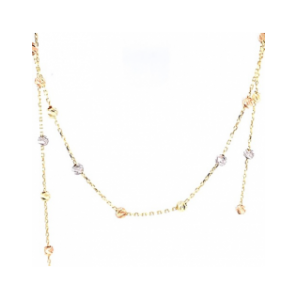Goud tricolour collier met bolletjes 42-45 cm - 3241215