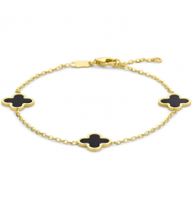 Goud armband mini lucky charm onyx 17-19cm - 3241217