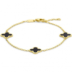 Goud armband mini lucky charm onyx 17-19cm - 3241217