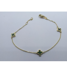 Goud armband mini lucky charm malachiet 17-19cm - 3241218