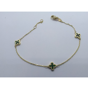 Goud armband mini lucky charm malachiet 17-19cm - 3241218