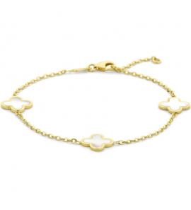 Goud armband mini lucky charm parelmoer 17-19cm - 3241220