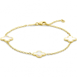 Goud armband mini lucky charm parelmoer 17-19cm - 3241220