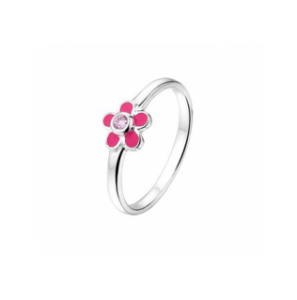 Zilver ring bloem en zirkonia mt. 14.5 - 3241320