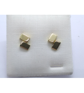 Goud oorknop dubbel rechthoekje - 3241360