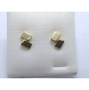 Goud oorknop dubbel rechthoekje - 3241360