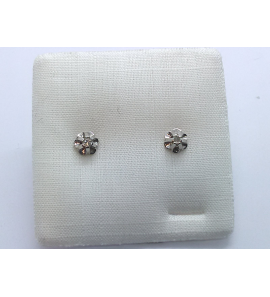 Wit Goud oorsteker sp.chaton met 2x0.015 crt  diamant - 3241364