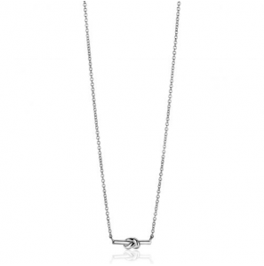 ZINZI zilveren schakel ketting met staafje en trendy knoop 45-48cm ZIC2613 - 3241395