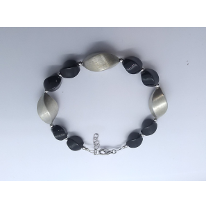 Zilver armband met onyx  21-24 cm - 3241448